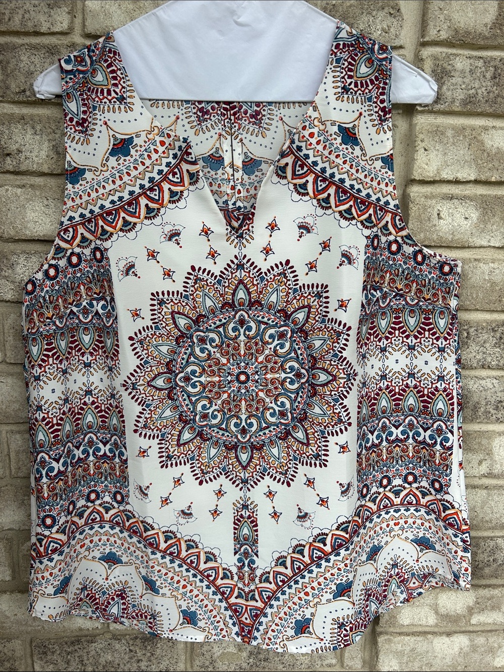 Printed Cream Medallion Sleeveless Camisole